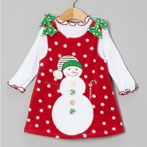 Bonnie Baby Christmas Snowman Dress 12 M